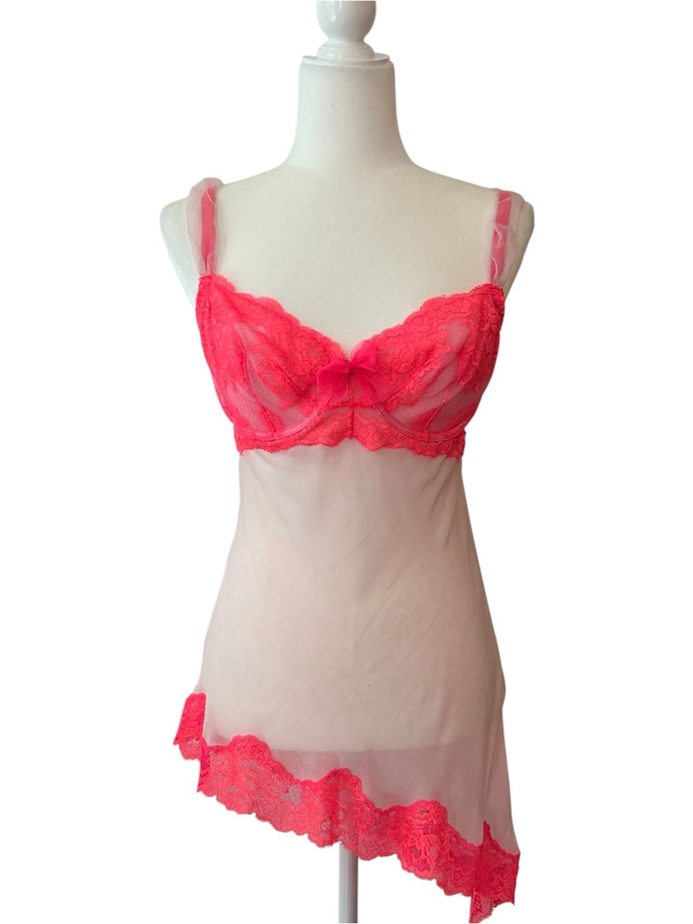 NWT VINTAGE Victoria’s Secret Y2K Asymmetrical Sheer Underwire Nightie SZ 36D